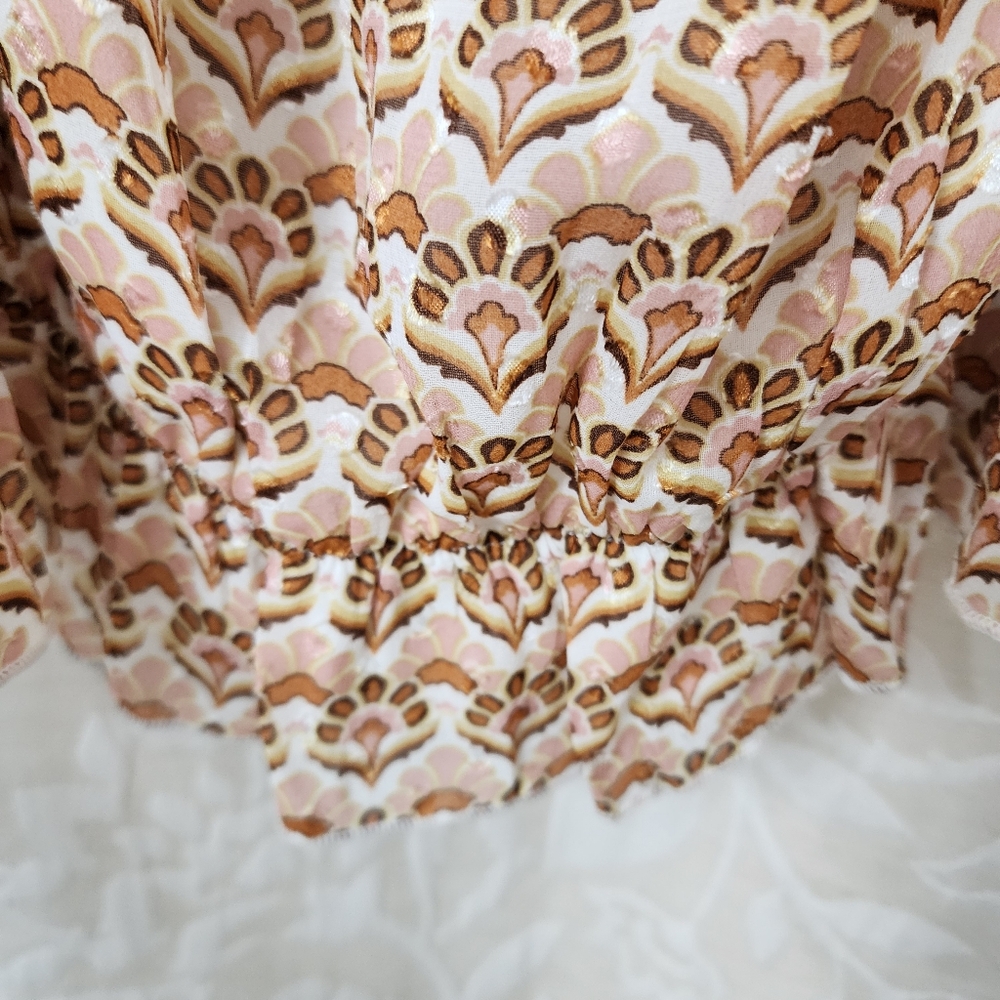 DR2 Tan Smocked Tie Front Blouse. Sizes Small & Medium Fit. - Picture 3 of 7